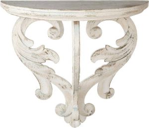 Clayre & Eef Wandrek 56*29*51 cm Wit Hout HalfRond Wandplank Wandschap WandplankWandschap