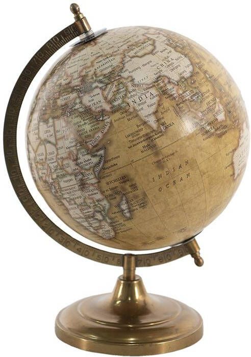 Clayre & Eef Wereldbol 22x30 cm Geel Bruin Hout Metaal Globe