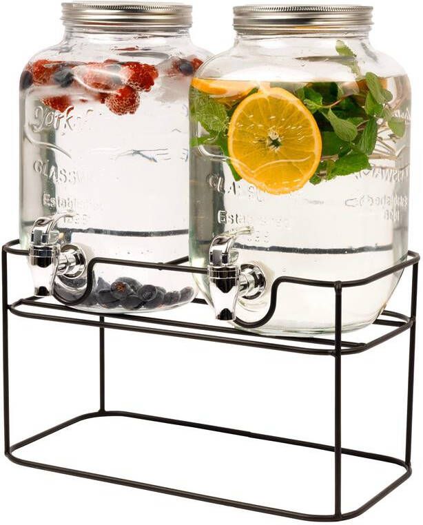 Cookinglife Dubbele Drankdispenser met houder 2 x 4 liter