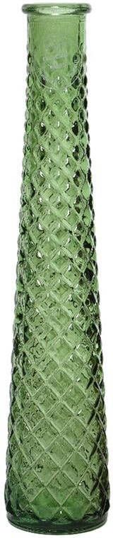 Decoris Vaas bloemenvaas van gerecycled glas D7 x H32 cm transparant donkergroen Vazen