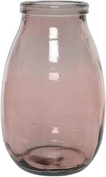 Decoris Vaas roze gerecycled glas 18 x 28 cm