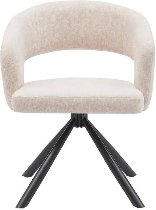 DÉJA Living Eetkamerstoel Beige Draaibaar Stof Elle Set van 2