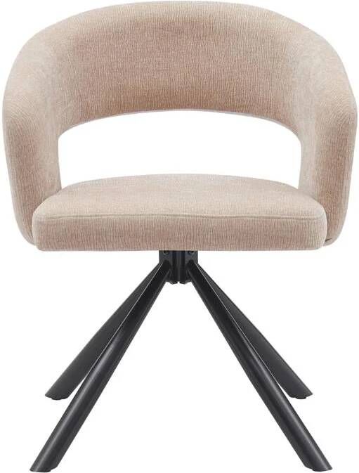 DÉJA Living Eetkamerstoel Taupe Draaibaar Stof Elle Set van 2