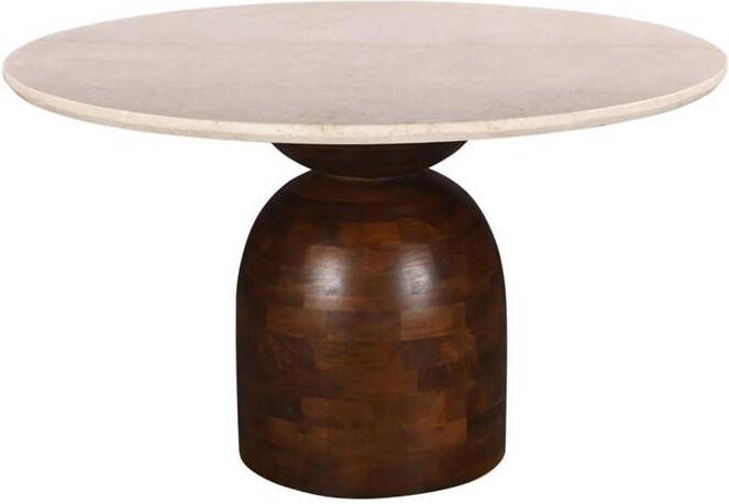 Giga Meubel Eettafel Miro Rond Marmer Hout Donkerbruin 130x130x75cm