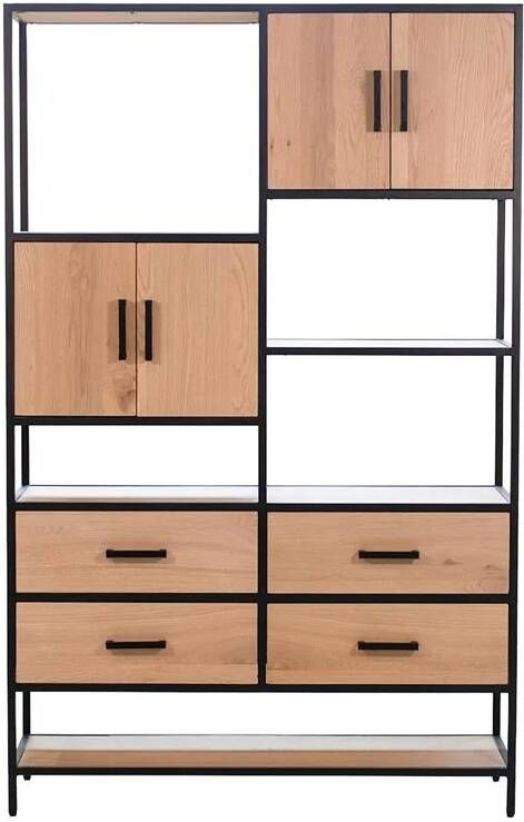 DÉJA Living Vakkenkast Eikenhout 120x40x190cm 4 Deurs Soy