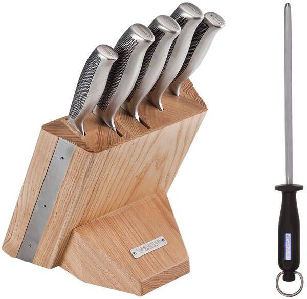 Diamant Sabatier Riyouri Messenblok 5-delig Naturel Eiken Hout|RVS