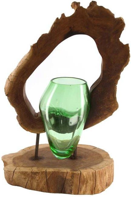 Dijk Natural Collections DKNC Root met glas Taichung ca. 24x17x35cm Groen