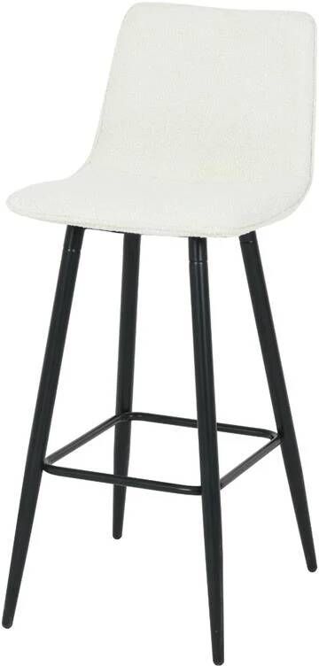 DS4U Gaby Barkruk Bouclé Ivoor 75 cm Zithoogte Stijlvolle en Trendy Barstoel Fijne Bouclé Stof Verkrijgbaar in Chique kleuren Makkelijk in Onderhoud Comfortabele Zitting Stevige Zwarte Metalen Poten Handige Voetensteun - Foto 2
