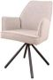 DS4U Lucio Armstoel Bouclé Beige Stijlvolle en Comfortabele Eetkamerstoel Sierlijk Ruitpatroon Stevige Zwarte Poten Geschikt voor Industrieel Modern Landelijk of Vintage Interieur - Thumbnail 2