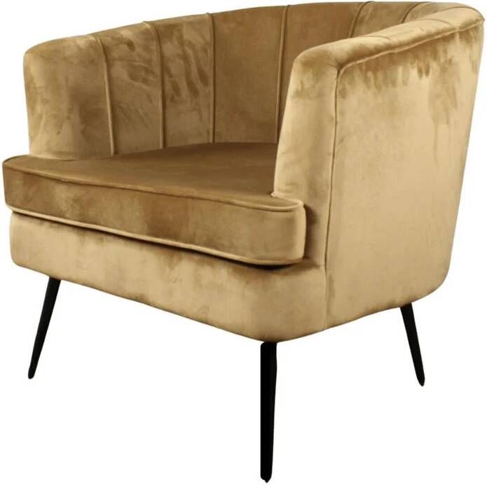 DS4U ® fauteuil Norah sofa velvet velours fluweel stof goud goudkleurig onderstel met armleuning