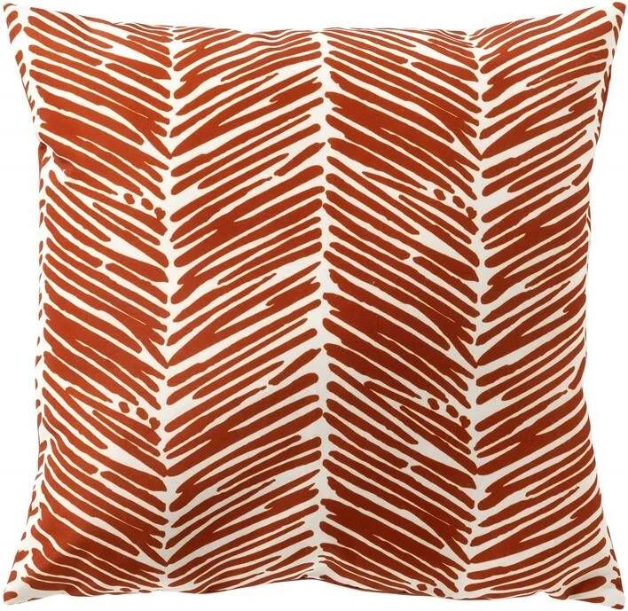 Dutch Decor DEAN Buitenkussen 45x45 cm waterafstotend en uv-bestendig gestreept Potters Clay steenrood en wit