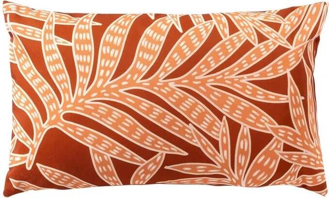 Dutch Decor SAMUEL Buitenkussen 30x50 cm outdoor waterafstotend en uv-bestendig bladprint Potters Clay steenrood