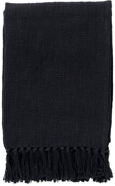 Dutch Decor JUNE Plaid 140x180 cm deken van geweven katoen met franjes Raven zwart