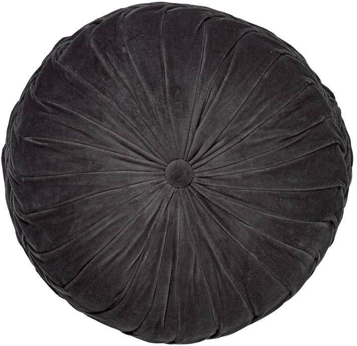 Dutch Decor KAJA Sierkussen rond velvet 40 cm Charcoal Gray antraciet