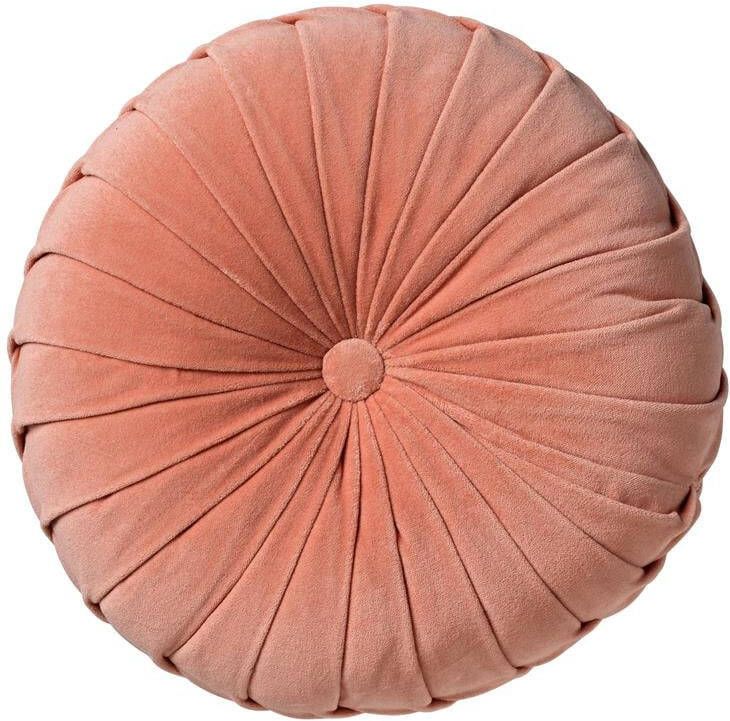 Dutch Decor KAJA Sierkussen rond velvet Muted Clay 40 cm roze