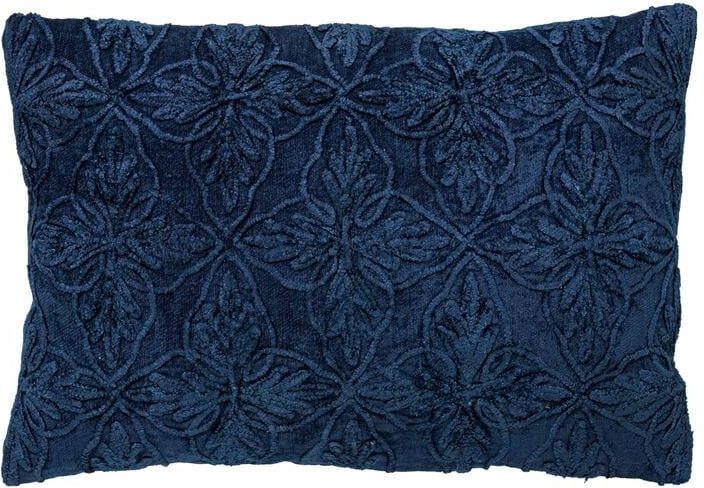 Dutch Decor AMAR Kussenhoes 40x60 cm 100% katoen bloemen design Insignia Blue donkerblauw