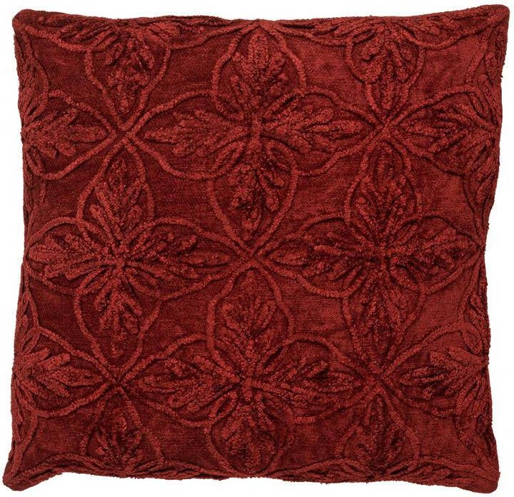 Dutch Decor AMAR Sierkussen 45x45 cm 100% katoen bloemen design Merlot rood