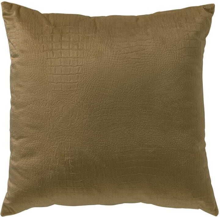 Dutch Decor CROCO Kussenhoes 40x40 cm subtiele kroko print Military Olive groen