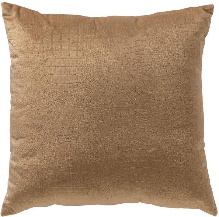 Dutch Decor CROCO Kussenhoes 40x40 cm subtiele kroko print Tobacco Brown bruin