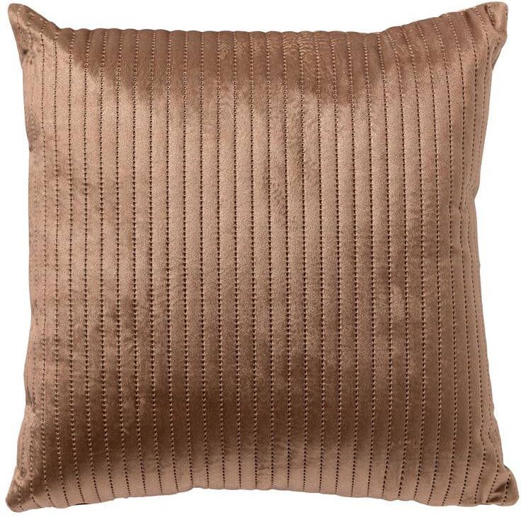 Dutch Decor DAVID Kussenhoes 40x40 cm voorzien van subtiel gestikt streepje Tobacco Brown bruin