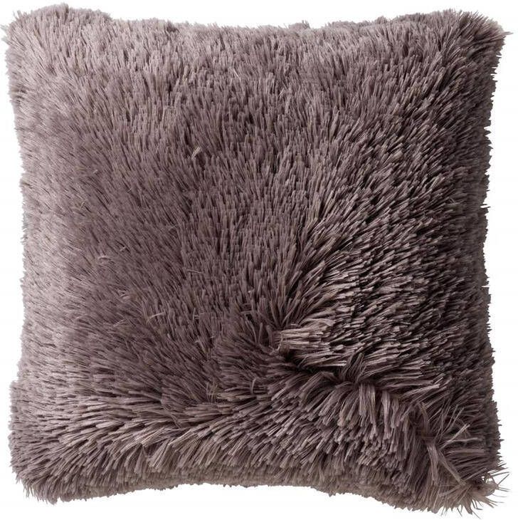 Dutch Decor FLUFFY Kussenhoes 60x60 cm superzacht XL kussensloop Driftwood taupe