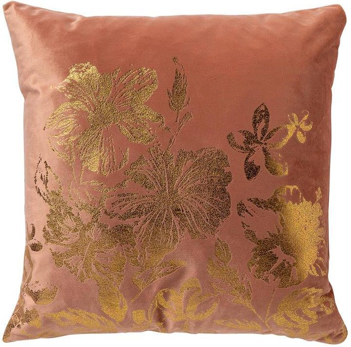 Dutch Decor LILY Kussenhoes 45x45 cm gouden opdruk Muted Clay roze