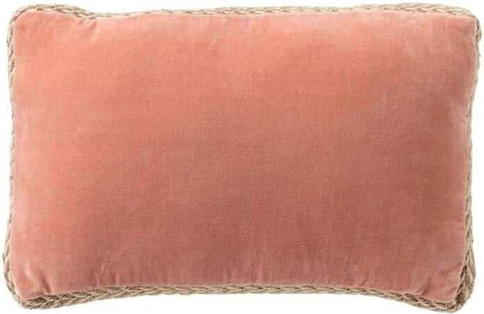 Dutch Decor MANOE Kussenhoes 30x50 cm effen kleur met rand van jute Muted Clay roze