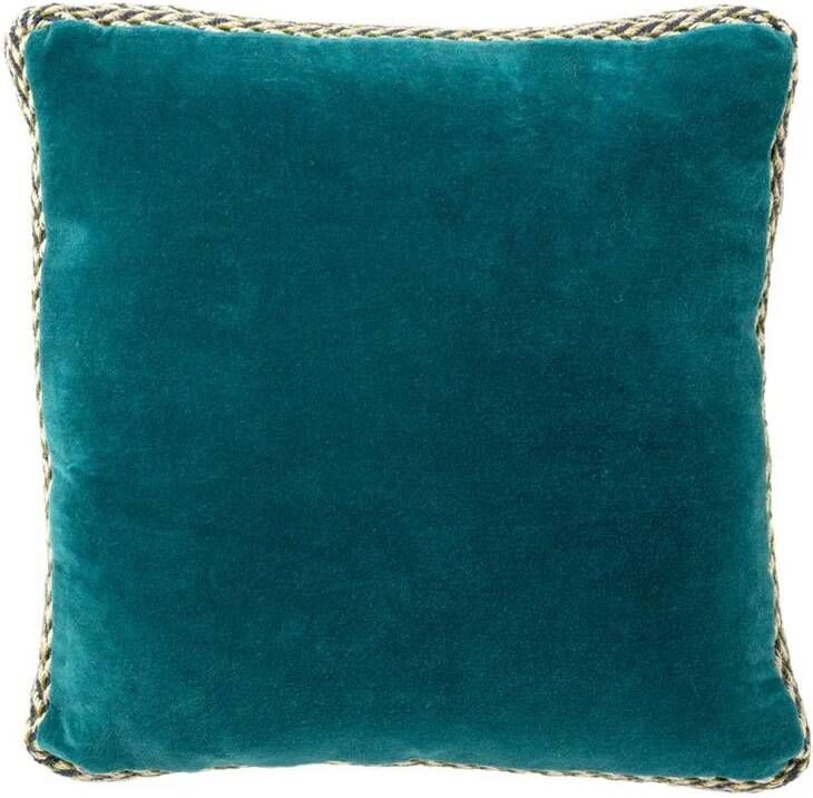 Dutch Decor MANOE Kussenhoes 45x45 cm effen kleur met rand van jute Deep Lake petrol