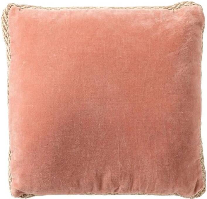 Dutch Decor MANOE Kussenhoes 45x45 cm effen kleur met rand van jute Muted Clay roze