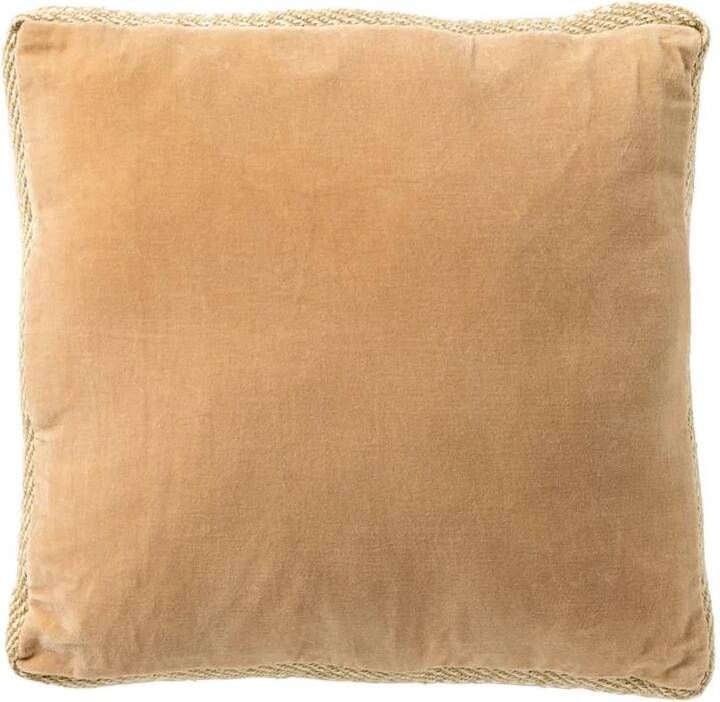 Dutch Decor MANOE Kussenhoes 45x45 cm effen kleur met rand van jute Semolina beige