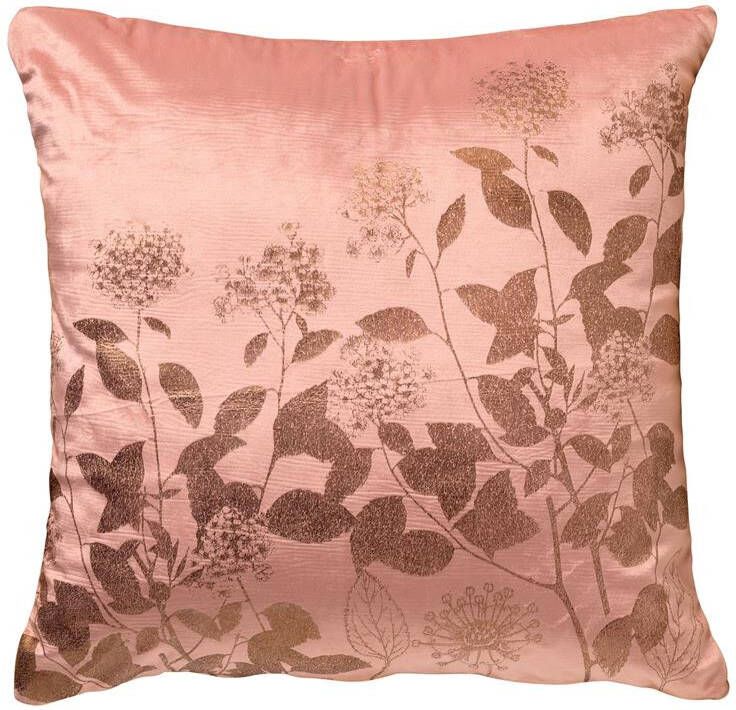 Dutch Decor ROSALIE Kussenhoes 45x45 cm velvet bloemen en blaadjes Muted Clay roze