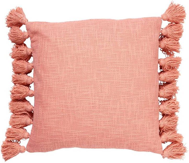Dutch Decor RUBY Sierkussen 45x45 cm 100% katoen met flosjes Muted Clay roze