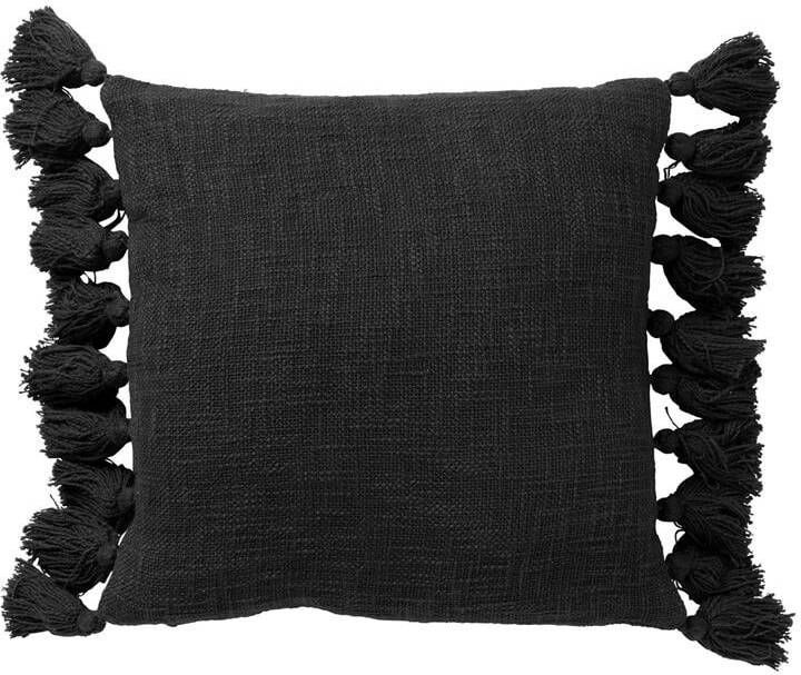 Dutch Decor RUBY Kussenhoes 45x45 cm 100% katoen met flosjes Raven zwart