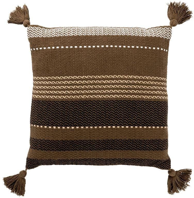 Dutch Decor TAMAR Sierkussen katoen 45x45 cm Military Olive groen kussentje met flosjes