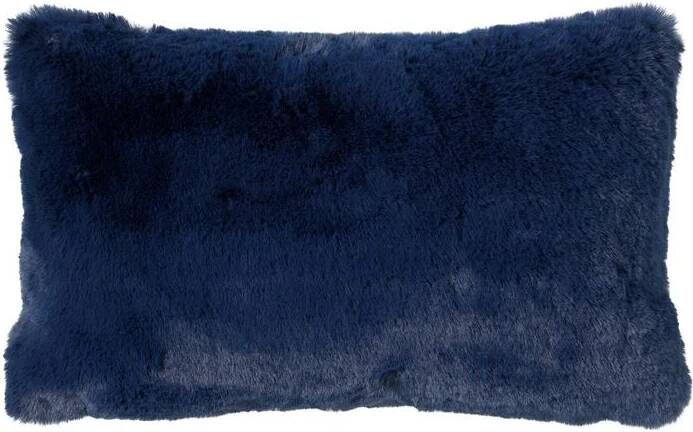 Dutch Decor ZAYA Kussenhoes 30x50 cm bontlook effen kleur Insignia Blue donkerblauw