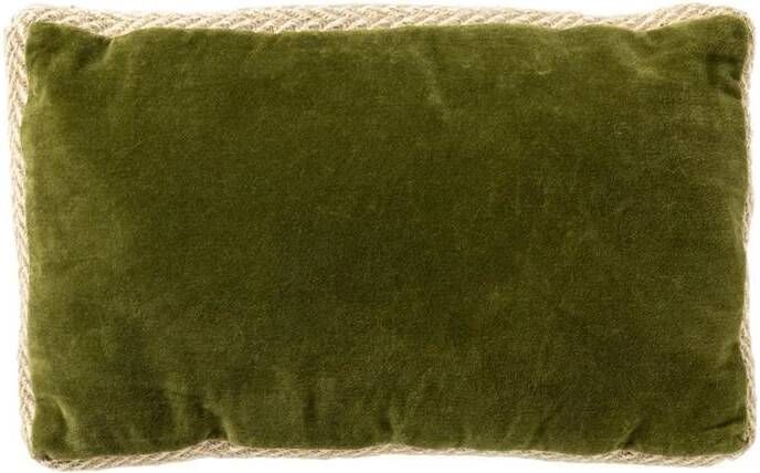 Dutch Decor MANOE Kussenhoes 30x50 cm effen kleur met rand van jute Cardamom Seed donkergroen