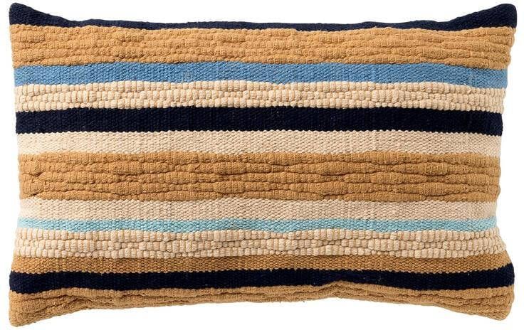 Dutch Decor MANTE Sierkussen 30x50 cm natuurlijke look strepen Insignia Blue multicolor