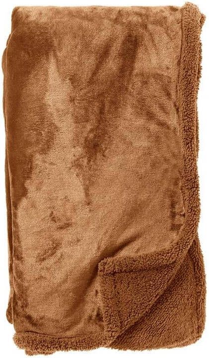 Dutch Decor STANLEY Plaid 150x200 cm fleece deken met teddy en fleece Tobacco Brown bruin Deken