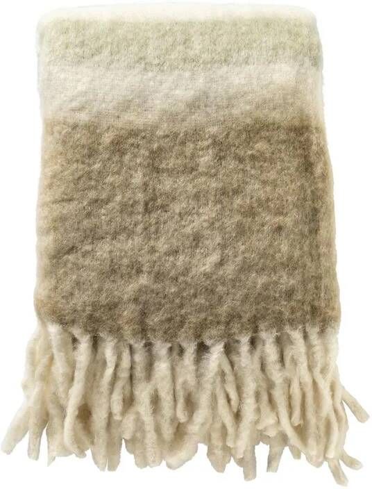 Dutch Decor LENARD Plaid 130x170 cm Deken met wol en flosjes superzacht Irish Cream beige