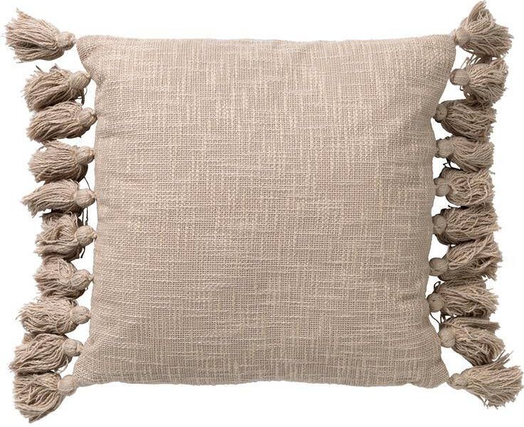 Dutch Decor RUBY Sierkussen 45x45 cm 100% katoen met flosjes Pumice Stone beige