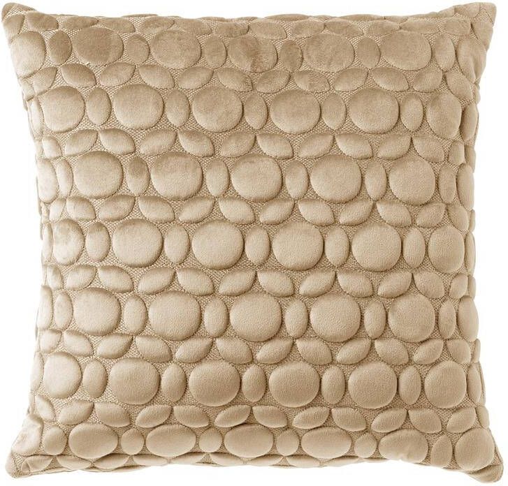 Dutch Decor KAISA Sierkussen 45x45 cm 3D print effen kleur Semolina beige