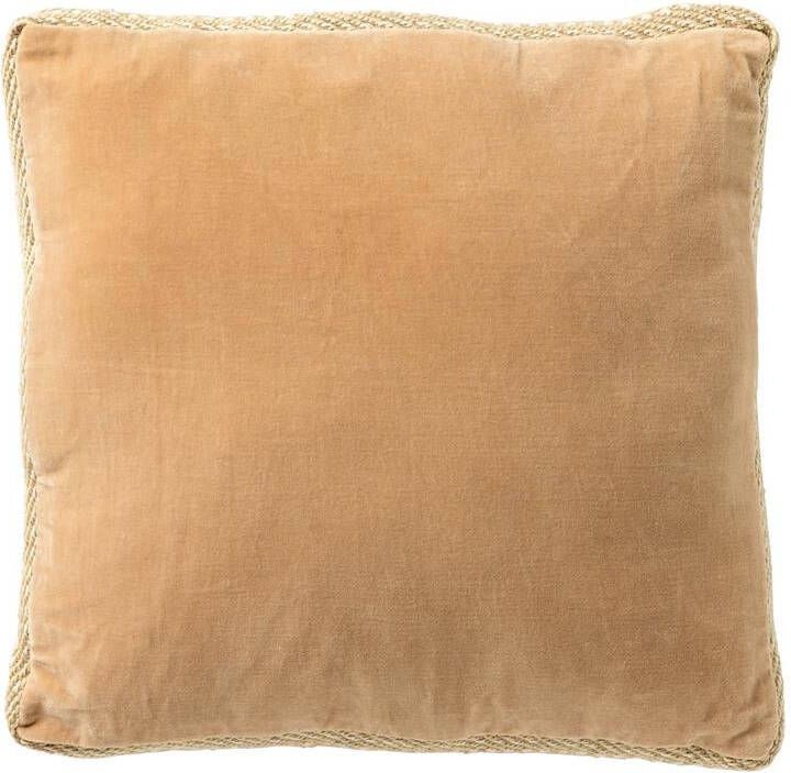 Dutch Decor MANOE Sierkussen 45x45 cm effen kleur met rand van jute Semolina beige