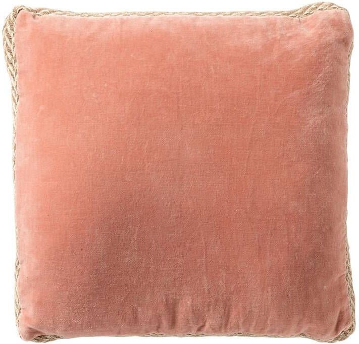 Dutch Decor MANOE Sierkussen 45x45 cm effen kleur met rand van jute Muted Clay roze