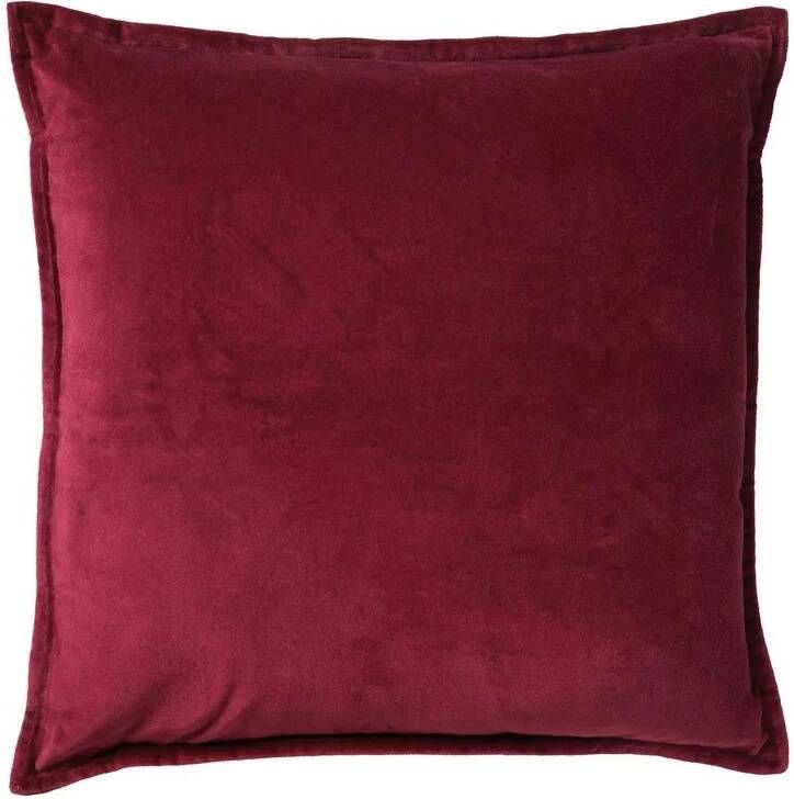 Dutch Decor CAITH Sierkussen 50x50 cm 100% katoen velvet lekker zacht Red Plum donkerroze