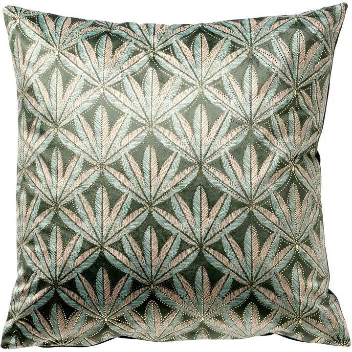 Dutch Decor CRESENTO Kussenhoes 45x45 cm luxe kussenhoes met bladmotief Granite Green multicolor