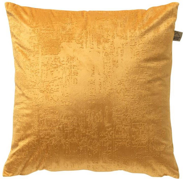 Dutch Decor ELON Sierkussen 45x45 cm subtiele structuur in effen kleur Chai tea geel