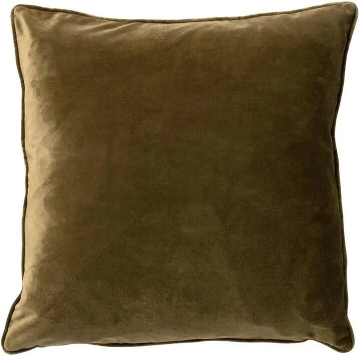 Dutch Decor FINN Kussenhoes 45x45 cm velvet effen kleur Military Olive groen