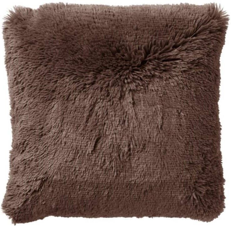 Dutch Decor FLUFFY Kussenhoes 60x60 cm superzacht XL kussensloop Chocolate Martini donkerbruin