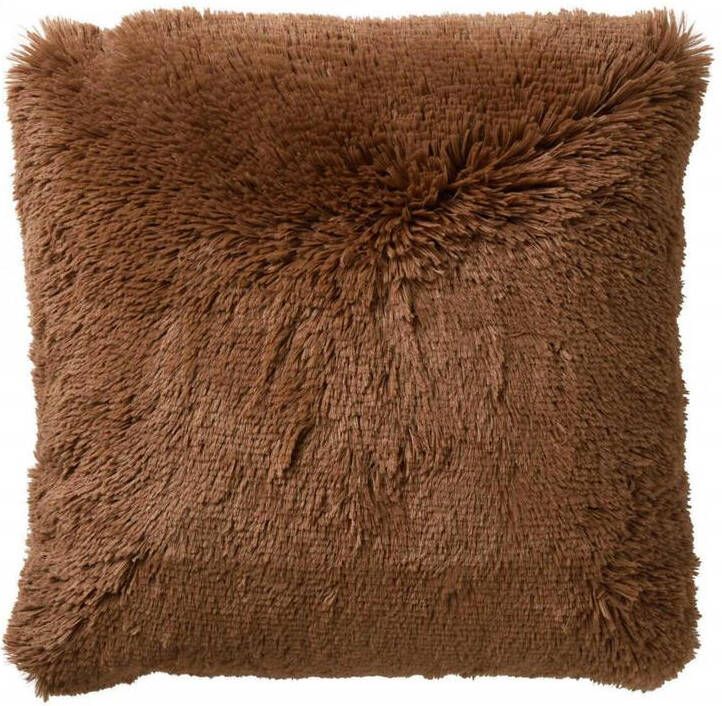 Dutch Decor FLUFFY Kussenhoes 60x60 cm superzacht XL kussensloop Tobacco Brown bruin
