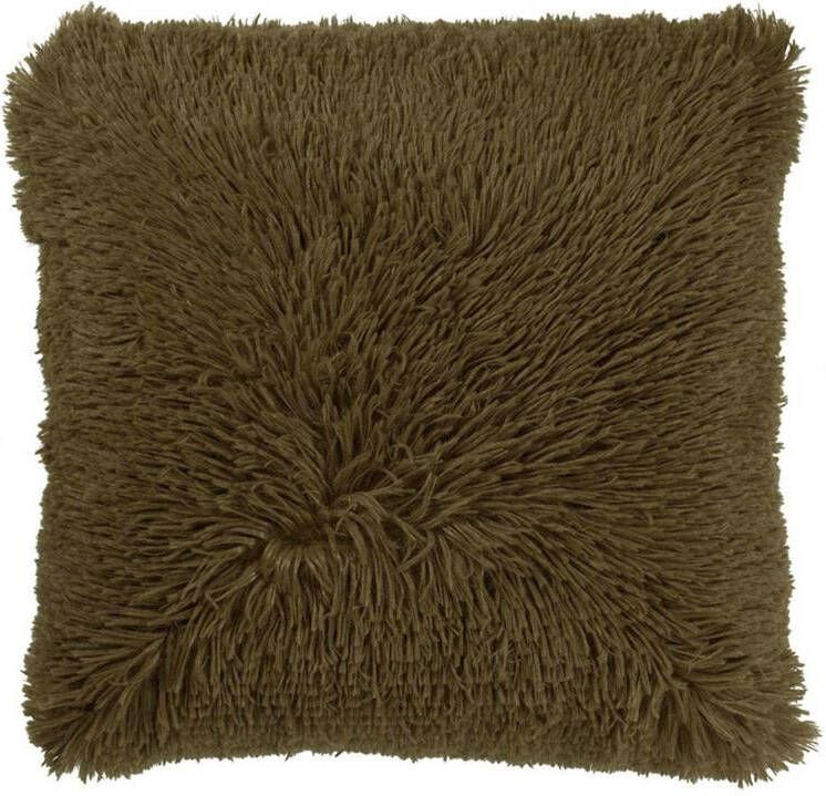 Dutch Decor FLUFFY Kussenhoes 60x60 cm superzacht XL kussensloop Military Olive groen